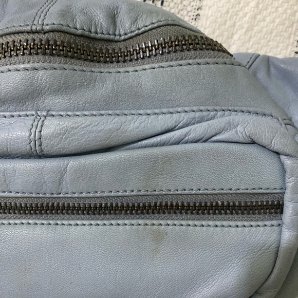 Sold Free People We The Free Distressed Leather Archer Sling Bag Light Blue NWT - Picture 4 of 15